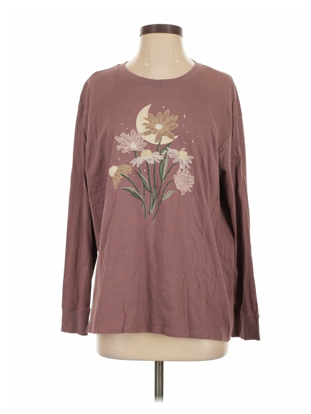 Torrid Size 0 Long Sleeve Embroided Mauve Tee